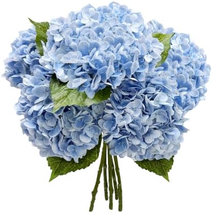 Yatim 21In Blue Artificial Hydrangea Flowers with Stems 5 Pcs by Yatim