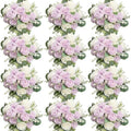 12 Bundles Purple White Artificial Peonies Silk Flowers Bulk by Nagobi