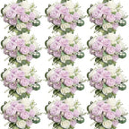 12 Bundles Purple White Artificial Peonies Silk Flowers Bulk by Nagobi