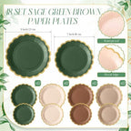 Mimorou 342 Pcs Sage Green and Brown Party Supplies Plates Napkins Cups - Image 3