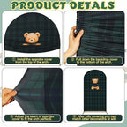 VitalCozy 7.2ft Tartan Plaid Baby Shower Bears Arch Backdrop Cover Vintage Green Birthday Party Decoration Bears Preppy Supplies for Baby Shower Theme Welcome Guest Party Decor - Image 4