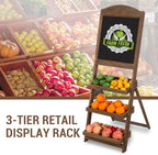 MyGift Rustic Brown Wood Chalkboard Easel with 3-Tier Display Shelves - Image 4