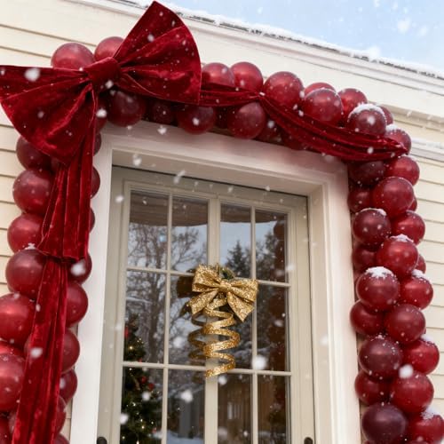 VZQI Extra Large Red Velvet Christmas Bow with Decorative Ribbon - Image 5