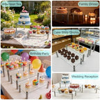 6 Pack Tempered Glass Cake Stands Set 9 11 13 Inch Dessert Display Riser - Image 5