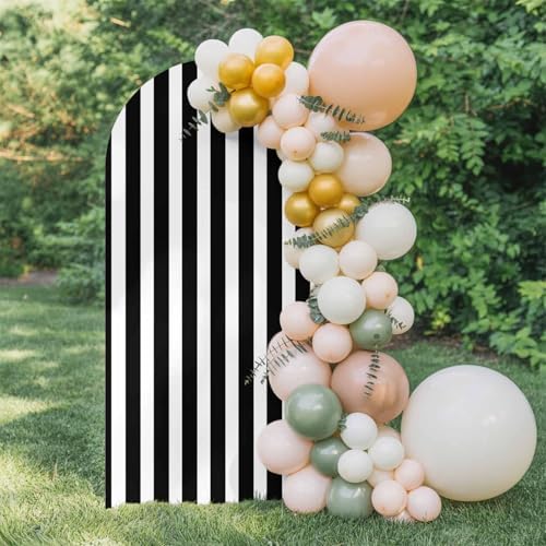 Classic Black and White Stripes Arch Backdrop Cover 6.6 FT, Wedding Arch Cover Stretchy Backdrop Stands Covers for Birthday Party Ceremony Banquet Decor by Unknown