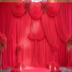 Red Backdrop Curtains 6 Panels-Wrinkle-Free Polyester Photography Drapes Party Photo Backgrounds for Wedding Christmas Photo Backdrops- 24 X10FT (Red) - Image 4