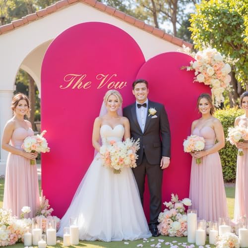 Pink Arch Cover 7.2FT 6FT Hot Pink Stretch Spandex Wedding Backdrop Cover - Image 5