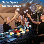 Funnymoom 452 Pcs Galaxy Party Decorations for 50, Starry Night Theme Paper Plates Napkins Cups Tablecloth Cutlery Straws for Outer Space Theme Birthday Bridal Baby Shower Party Decorations Supplies - Image 5