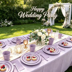 100 Guests Lavender Plastic Plates and Napkins Party Supplies for Birthday - Image 6