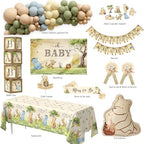 Classic Bear Baby Shower Decorations Set, Vintage Woodland Bear Party Supplies with Backdrop, BABY Boxes, Balloon Garland Arch Kit, Tablecloth, Banner, Mom to Be Sash & Dad to Be Badge - Image 2