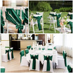 YMHPRIDE 60 PCS Emerald Green Satin Chair Sashes,7x108 Inch Ties Chair Bows - Image 7