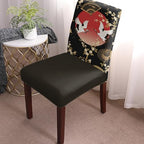 Cherry Blossom Dining Chair Covers Set of 4, Harmony Crane Red Moon Paper Fan Stretch Spandex Kitchen Chair Slipcovers Removable Washable, Parsons Protector for Wedding Party Living Room Baby Shower - Image 2