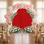 Set of 3 Wedding Arch Backdrop Stand,4+5+6 FT，Small Metal Arch Frame with 3 Red Backdrop Covers,Easy Setup for Birthday Baby Shower Anniversary Dessert Table Decoration - Image 6
