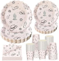 Domensi 250 Pcs Western Cowboy Paper Plates Napkins and Cups Serve 50 by Domensi