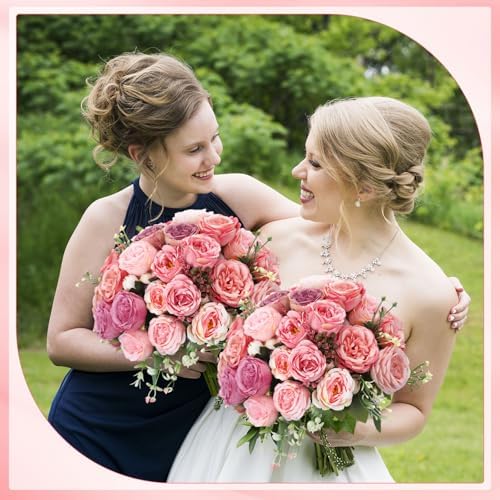 Geosar 16 Bundles Artificial Peonies Flowers,Pink Lavender - Image 5