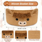 3 Pcs Oval Highland Cute Cow Basket for Nursery,Woven Rope Gift Basket - Image 3