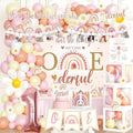 Isn’t She Lovely Isn’t She Onederful First Birthday Decorations, Little Miss Onederful Birthday Party Supplies with Boho Rainbow 1st Backdrop, Banner, Balloon Garland, Crown by Fiesec