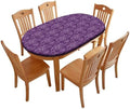 Purple Damask Pattern Print Oval Tablecloth Fitted Stain Resistant Oilproof Elastic for Kitchen and Dining Room Fits for 42" x 60" Oval Table by ZNCTFMR