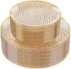 Rubtlamp 60Pcs Clear Gold Plastic Plates, Gold Glitter Disposable Plates, Hammered Plastic Plates Included 30 Dinner Plate And 30 Dessert Plates for Party by Rubtlamp