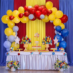 gogoparti 15ft x 10ft Royal Blue Backdrop Curtains Red and Yellow Backdrop Curtains, Wrinkle Free Backdrop Drapes for Birthday Party Background, 6 Panel 2.5x10ft - Image 4