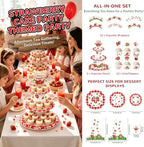 3 Tier Cardboard Cupcake Stand for 24 Cupcakes,Strawberry Cupcake Stand - Image 2
