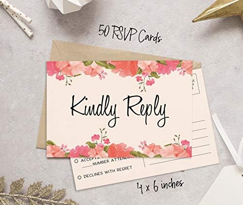 50 Blank RSVP Postcards Floral Print 4"X6" Response Cards,RSVP Reply Card for Wedding,Bridal Shower,Baby Shower - Image 4