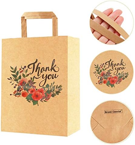 50Pcs 10x8x4.7 Thank You Gift Bags Bulk, Thank You Bags for Business Small, Sturdy Brown Paper Small Gift Retail Bag Bulk (A) - Image 7