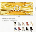 Pack of 100 Metallic Gold Chair Sashes Bows, Chair Bands Silver Buckle - Image 2