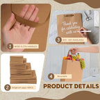 PerKoop 80 Pack Kraft Gift Bags with Handles 4 Sizes,Vertical,Brown - Image 3
