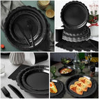 Vyntra 350 Pcs Black Paper Plates and Napkins Party Supplies - Image 4