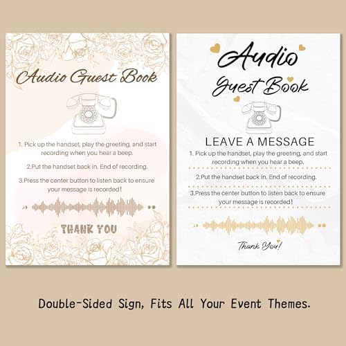 Audio Guest Book Wedding Phone with One-Touch Playback & Adjustable Volume for Wedding, Anniversary, Birthday Parties, Baby Shower Frosted(Black S) - Image 2