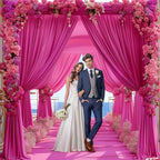 50x10ft Hot Pink Backdrop Curtain for Wedding Parties Wrinkle Free Fabric Fuchsia Drapes Backdrop Decoration for Baby Shower Birthday Photography Decoration 10 Panels, 5ft x 10ft - Image 2