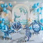 4 Pack Under The Sea Party Decorations Sea You Soon Decoration 20.47 Inch Large Birthday Party Cardboard Cutout Blue Turtle Seahorse Starfish Shell Stand-ups Ocean Theme Photo Booth Props - Image 4