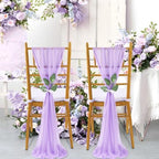 QueenDream Wedding Aisle Chair Sashes Decorations 36 Pieces Light Purple Soft Chair Sashes Tulle Chairs Covers with Artificial Eucalyptus - Image 3