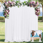 White Backdrop Curtain for Wedding Decor Holiday Party, 5ft x 8ft, 2 Panels by MYSKYHOME