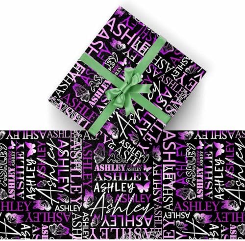 AOFUN Custom Name Gift Custom Name Gift Wrapping Paper Custom Name Gift Wrapping Paper Cute Wrapping Paper Custom Gift Wrapping Paper 3 Rolls 58"" x 23"", Style 18 - Image 2