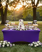 Fixwal 6 Pack 6FT Purple Tablecloth Rectangle Spandex Fitted Table Cover - Image 2