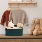 XUANGUO Small Woven Storage Baskets for Shelves, 13" x 9" x 5", Dark Green - Image 5