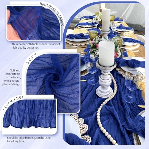 20 Pack Royal Blue Cheesecloth Table Runner Wedding Birthday Table Decor - Image 3
