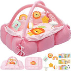 5-in-1 Tummy Time Mat Baby Activity Gym with Cartoon Pattern, Extra Thick Plush Play Floor Mat, Featuring Hanging Toys, Sensory Development Gym & Lovely Gift for Newborn Baby, Lion by Unknown