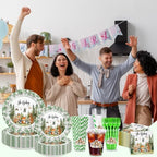 Woodland Baby Shower Plates, Green, Serves 25, Disposable Tableware Set - Image 6