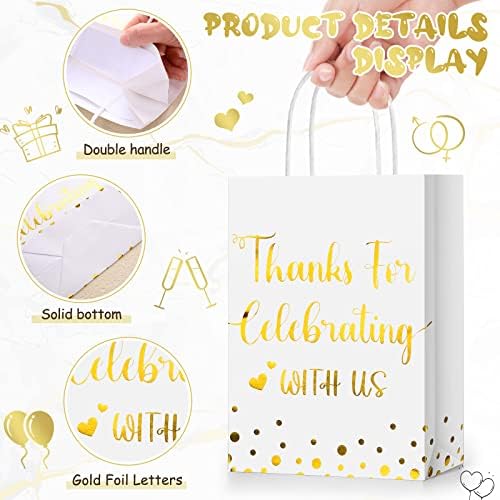 Ctosree 50 Pcs Bridal Shower Welcome Bags Bulk, White, Gold - Image 5
