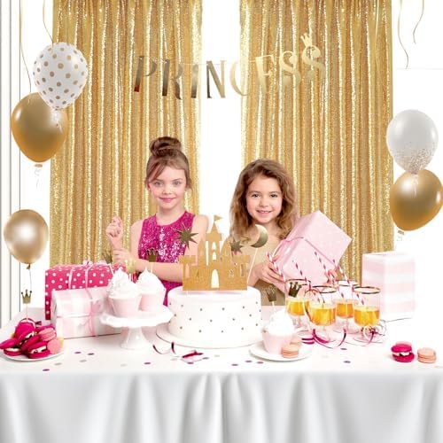 Gold Curtains Backrop for Wedding Parties: 3ftx8ft Gold Sequin Backdrop - Image 6
