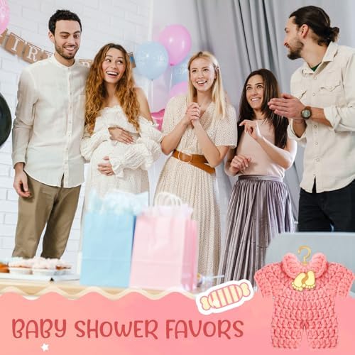 LemonRoad 15 Pcs Baby Shower Favors for Boy or Girl Baby Shower Prizes for Guests Sweater Refrigerator Magnet with Box Coat Hangers Acrylic Feet for Thank You Gifts Gender Reveal Baptism Party(Pink) - Image 6