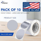 Perco Metallic Silver Perforated Round Circle Dot Sticker 3-Inch Labels — 10 Rolls, 5,000 Stickers - Asset Tags, Tech Labels & Modern Product Identification - Made in USA - Image 2