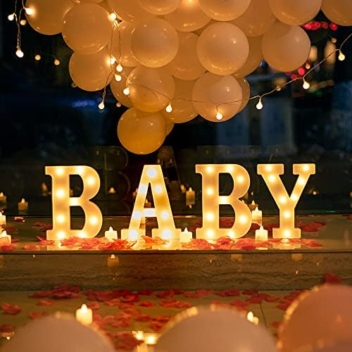 Baby Marquee Light Up Letters - LED Letter Number Light Sign Decoration for Birthday Home Table Decor White - Image 3