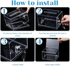 4 Pcs Donation Box, Clear Acrylic Raffle Ticket Boxes with Slot Tip Box with Lock and Sign Holder Suggestion Ballot Boxes for Fundraising Donation Voting Raffle Secure Storage, 6.1'' x 4.3'' x 3.8'' - Image 4