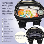 RUVALINO Diaper Bag Backpack, Multifunction Travel Pack Maternity Baby Changing Bags, Large Capacity, Waterproof, Deep Black, Polyester - Image 4