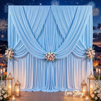 10ft x 10ft Baby Blue Backdrop Curtains, 2 Panels Blue Drapes for Backdrop - Image 3