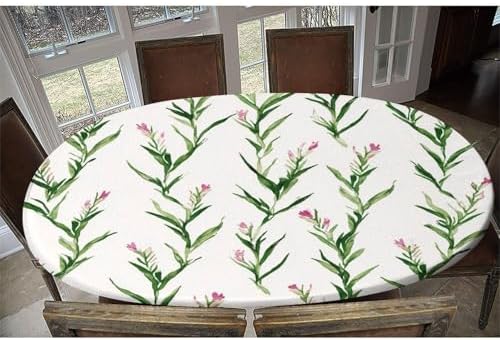 Blooming Beautiful Stars Print Oval Tablecloth Waterproof & Stain Resistant Elastic for Bridal Shower Engagement Housewarming Wedding Fits for 48" x 68" Oval Table - Image 6